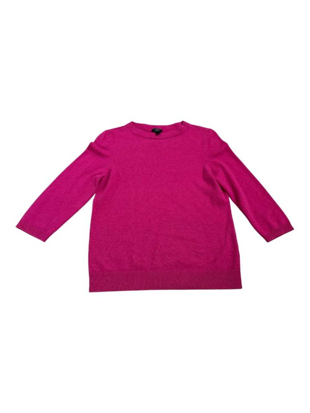 Talbots 100% Pure Cashmere Sweater Dark Pink Crewneck Medium Petite 3/4 Sleeve